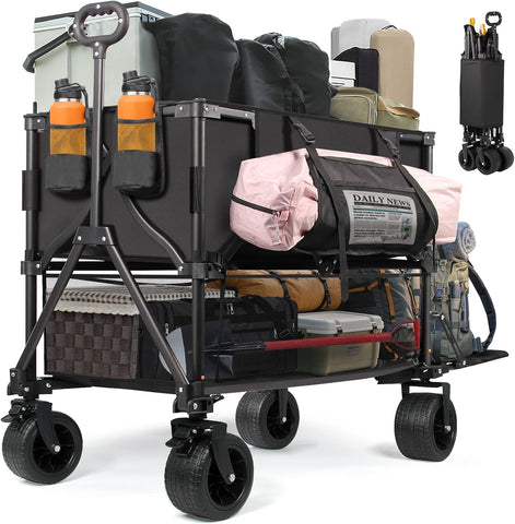 Double Decker Wagon Heavy Duty Collapsible, 600LBS 400L Capacity