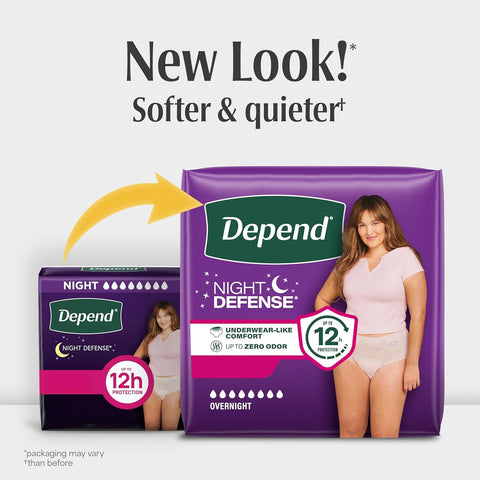 Depend Night Defense Adult Diapers for Women, Medium, 60 Count