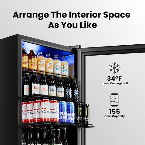 Yeego Beverage Refrigerator Drink Cooler, 155 Cans Mini Fridge