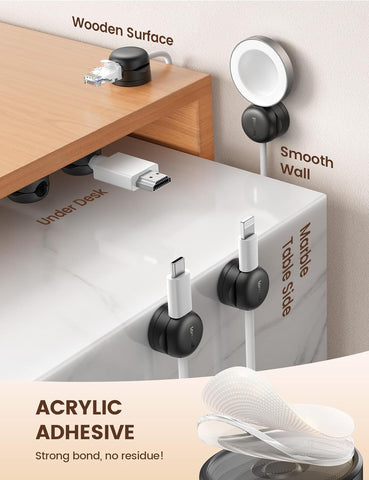 Lamicall 12Pack Rotating Cord Organizer, Desk Office Nightstand Accessories