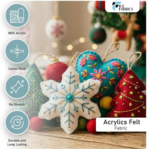 Ice Fabrics Craft Felt Fabric by The Yard - 72" Wide & 1.6mm Thick Acrylic Felt - Soft and Durable Kelly Green Fabric for DIY Arts & Crafts, Decorations and More - 2 Yards Kelly Green