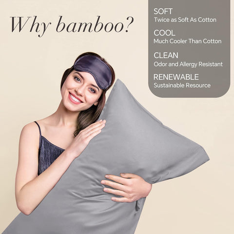 BEDELITE Body Pillow Pillowcase, Rayon from Bamboo, Silver Grey, 20"x54"