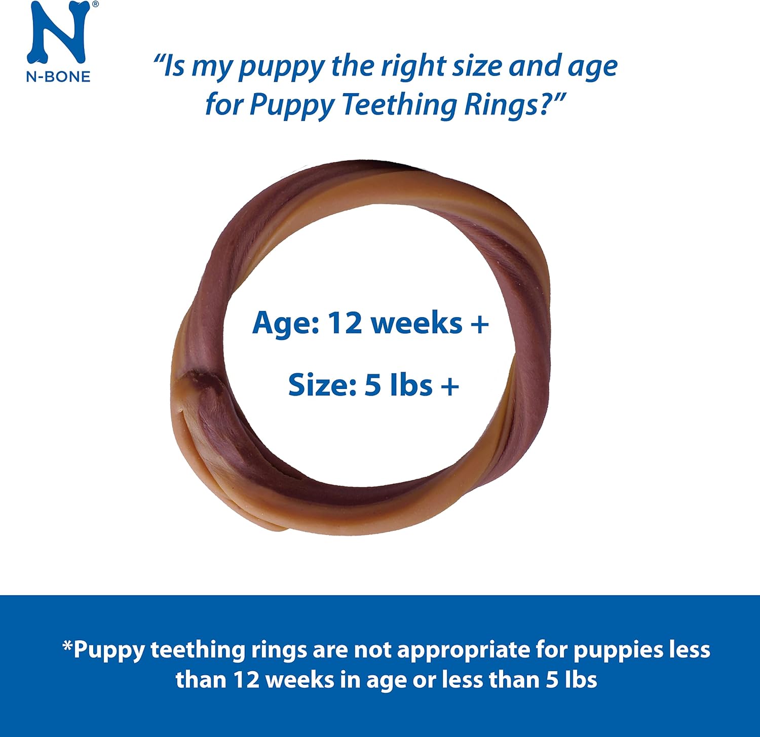 N-Bone Puppy Teething Rings, Chicken Flavor, Natural Puppy Teething Chews & Treats, Helps Soothe Teething Gums, Puppy Chew Rings, 6 Rings