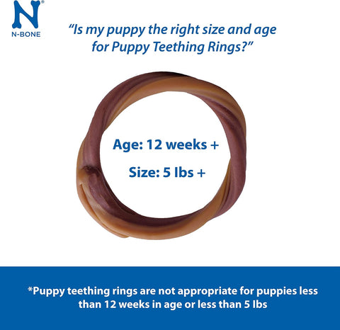 N-Bone Puppy Teething Rings, Chicken Flavor, Natural Puppy Teething Chews & Treats, Helps Soothe Teething Gums, Puppy Chew Rings, 6 Rings