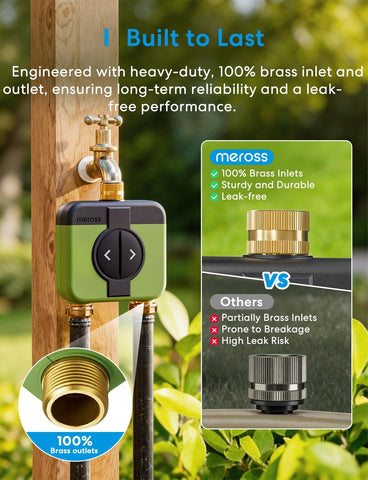 meross WiFi Water Timer for Garden Hose, Rain Skip, Remote Control, IP65