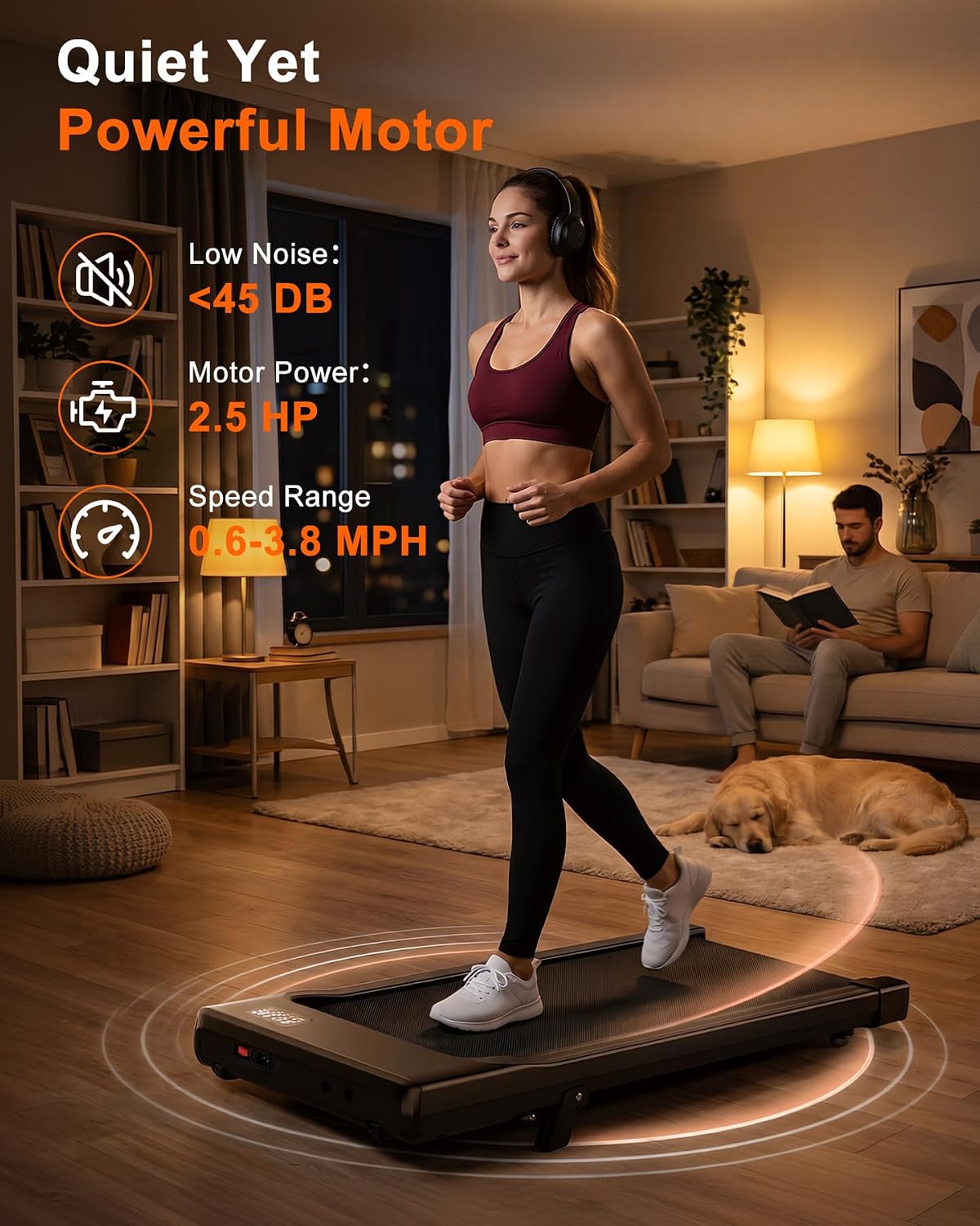 Superun Walking Pad with 6% Incline, 2.5HP Treadmill, 0.6-3.8 MPH, 300 lbs