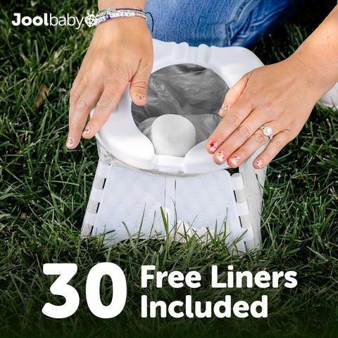 Jool Baby Portable Potty Training Chair with Travel Bag and 30 Liners, Foldable, Indoor/Outdoor Use, Camping (Gray)