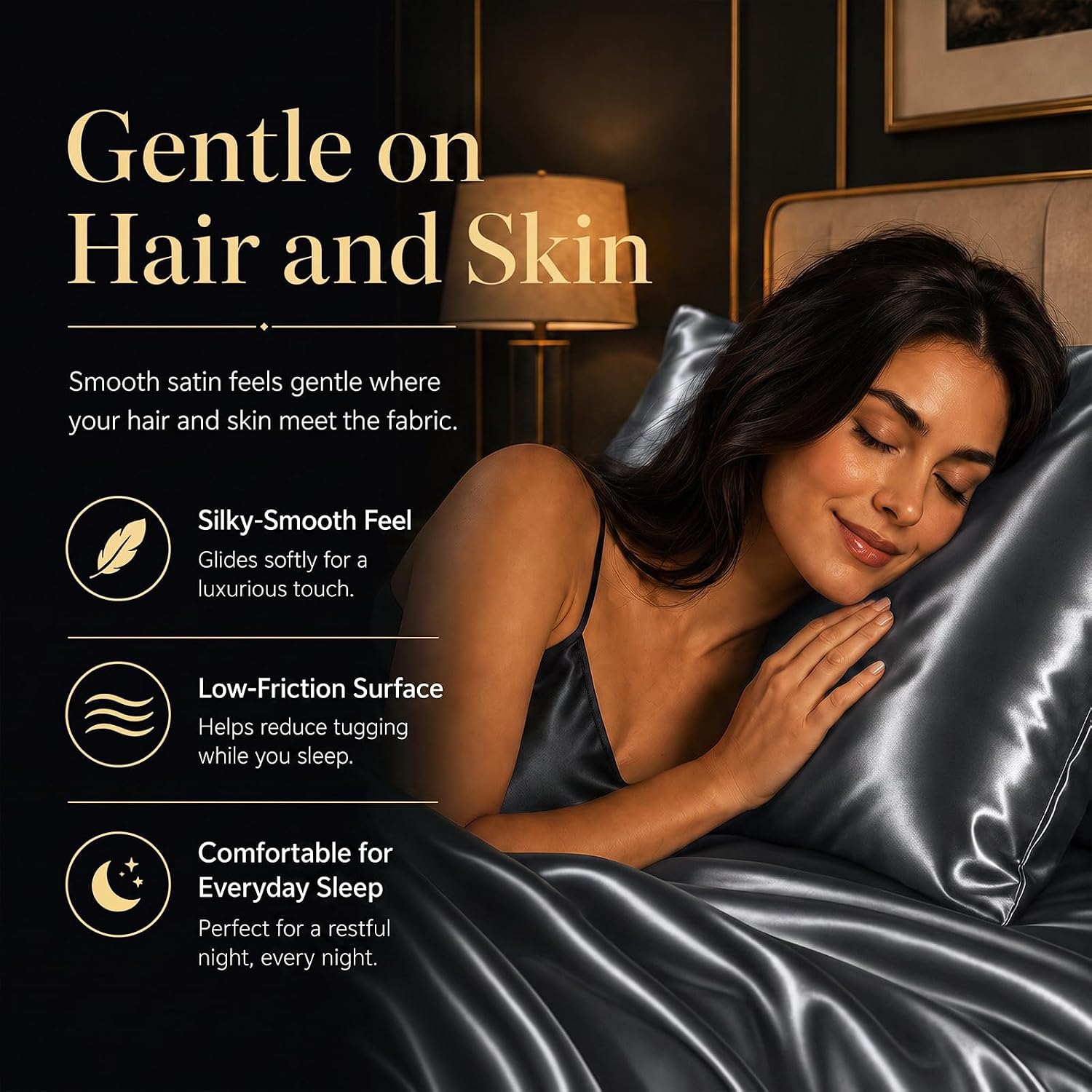 CozyLux Queen Satin Sheets, Fits Mattresses up to 14 Inches, 4-Piece