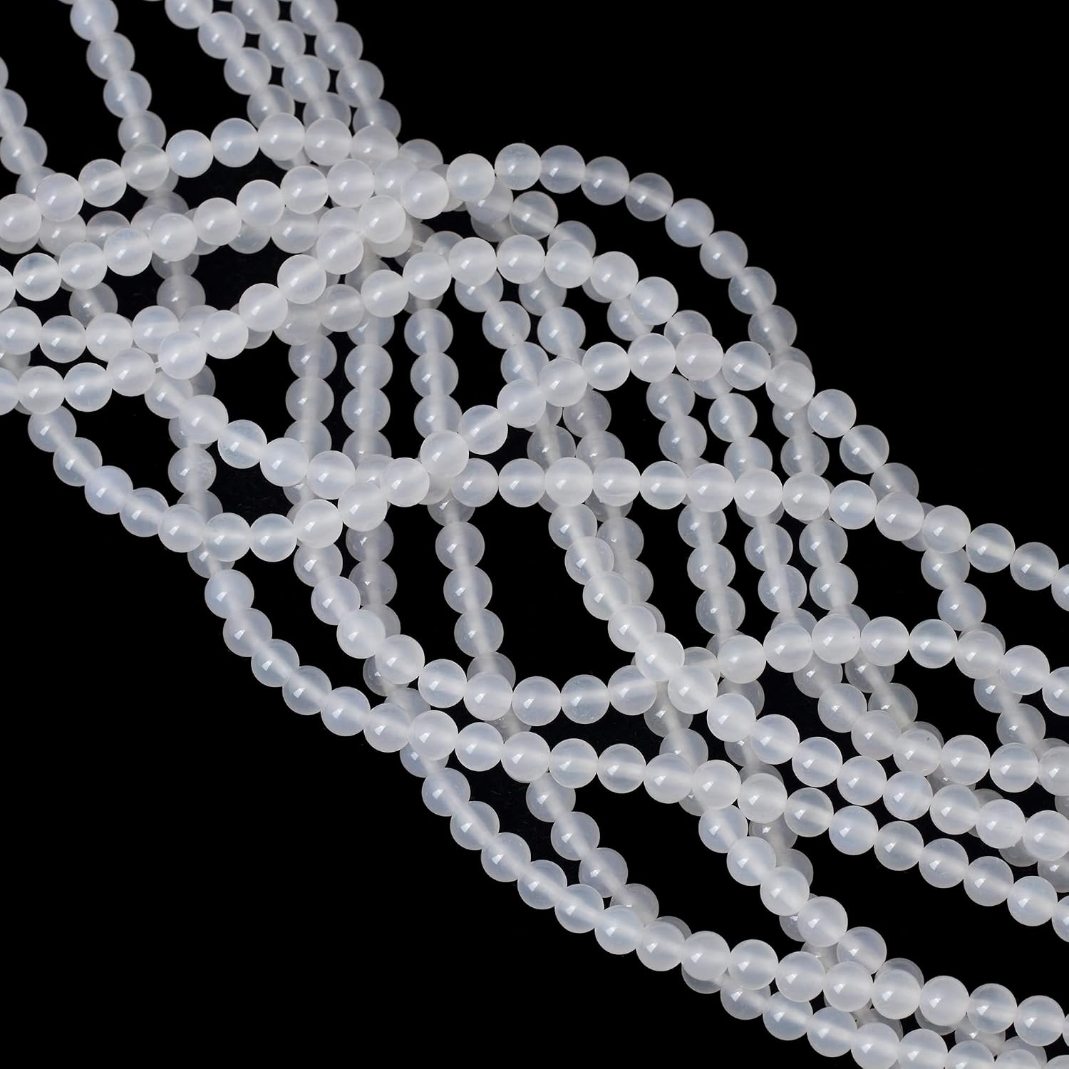 60PCS 6mm Natural White Agate Gemstone Round Loose Beads for Jewelry Making 1 Strand 15"