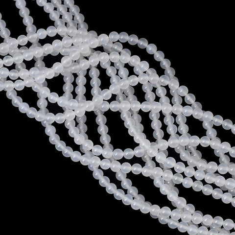 60PCS 6mm Natural White Agate Gemstone Round Loose Beads for Jewelry Making 1 Strand 15"