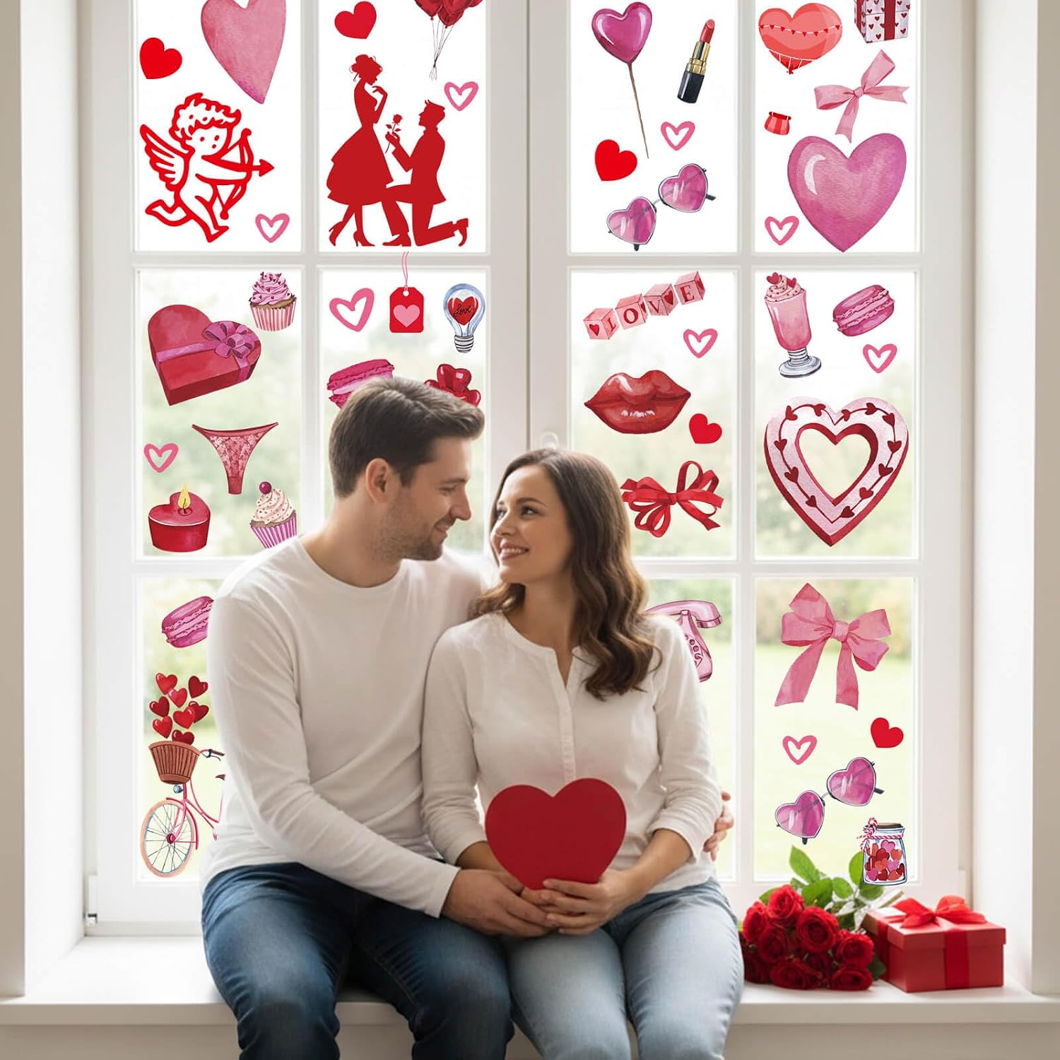 Holiday Window Clings for Home Decorations (Romantic)