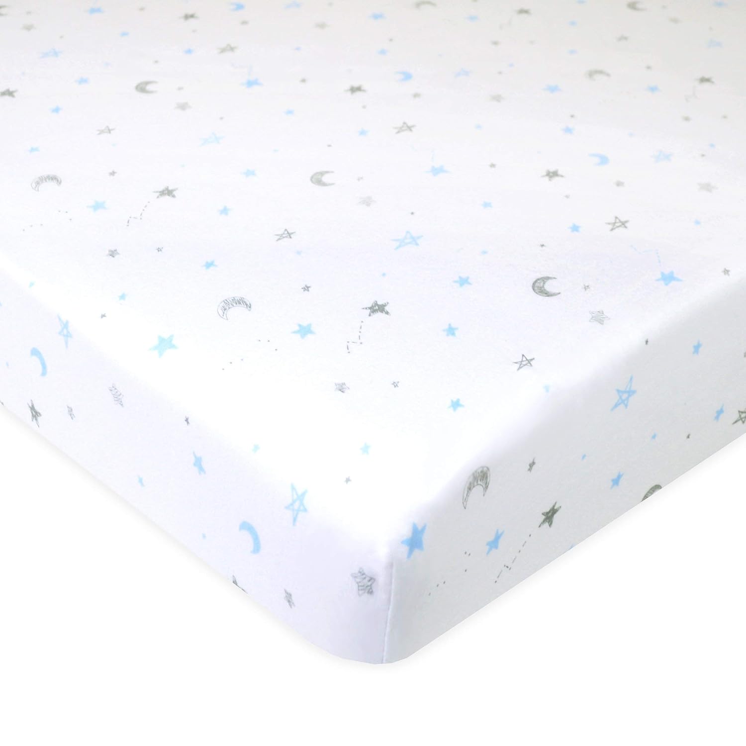 American Baby Company 2 Pack Fitted Pack and Play Sheet 39x27",Blue Star/ZZ