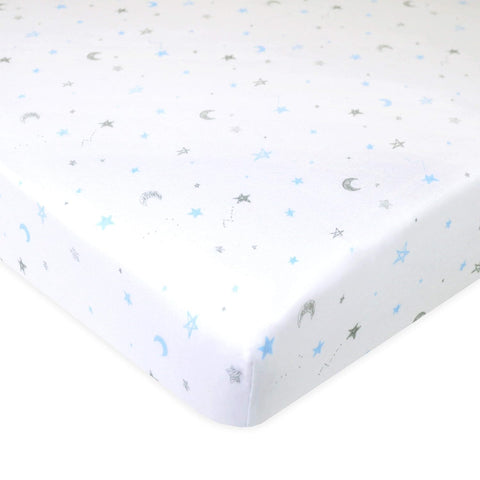 American Baby Company 2 Pack Fitted Pack and Play Sheet 39x27",Blue Star/ZZ