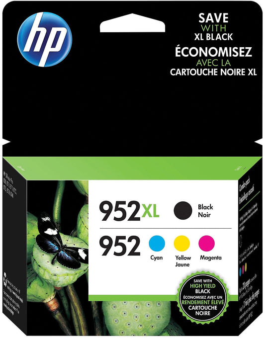 HP 952 / 952XL (N9K28AN) Ink Cartridges (Cyan Magenta Yellow Black) 4-Pack in Retail Packaging