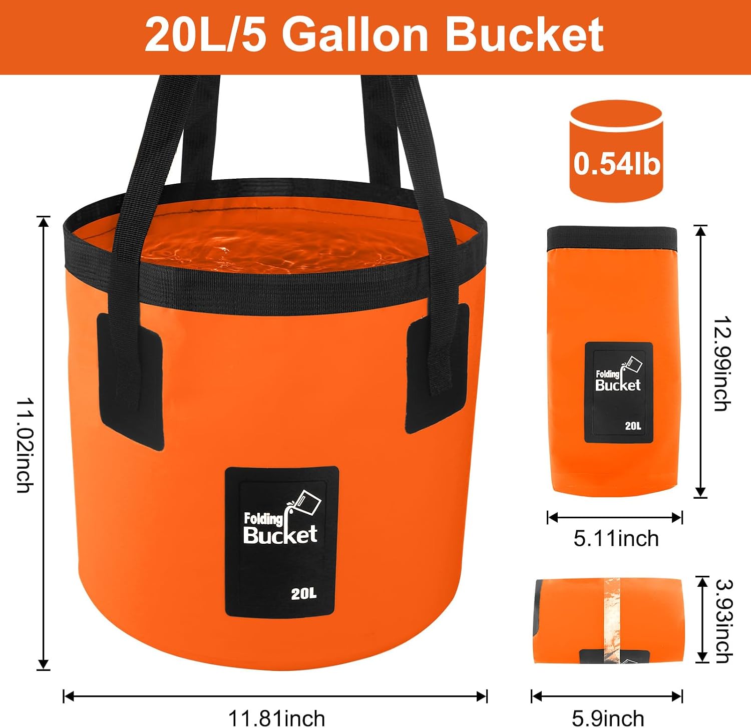 5 Gallon Bucket for Cleaning, Collapsible Mop Bucket Wash Basin Foldable Car Wash Buckets for Fishing Shower Travel, Portable Water Storage Containers for Household RV Essentials and Beach Supplies