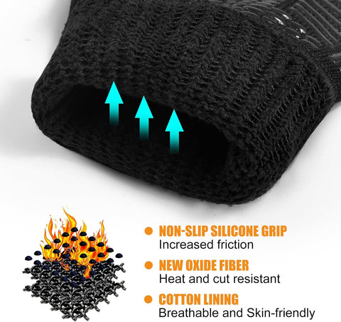 BBQ Gloves, 1472°F Heat Resistant with Silicone Grip Oven Mitts