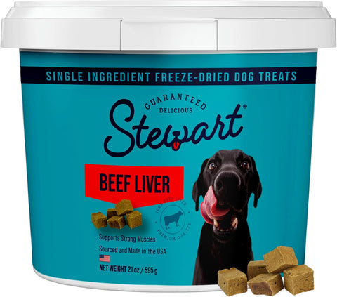 Stewart Freeze Dried Dog Treats, 100% Beef Liver, 21 oz Tub