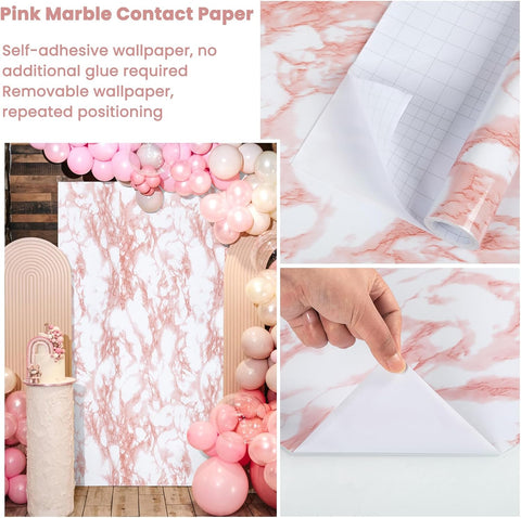 Marble Contact Paper Pink Peel and Stick Wallpaper for Kitchen Countertop