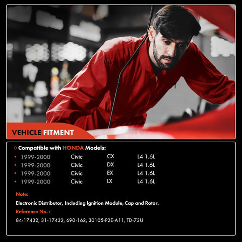 A-Premium Ignition Distributor with Cap and Rotor, 1.6L L4, 8 Blade