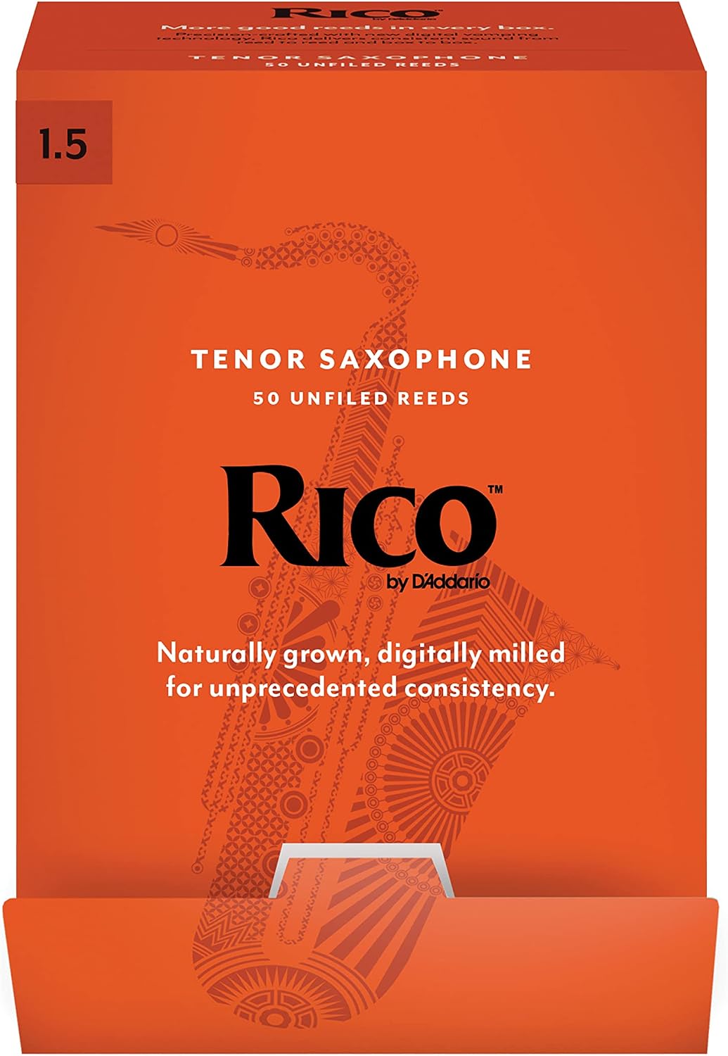 D’Addario Woodwinds - Rico Tenor Sax Reeds - Tenor Saxophone Reeds - Tenor Reeds Crafted for Beginners, Students, Educators - Strength 1.5, 50-Pack