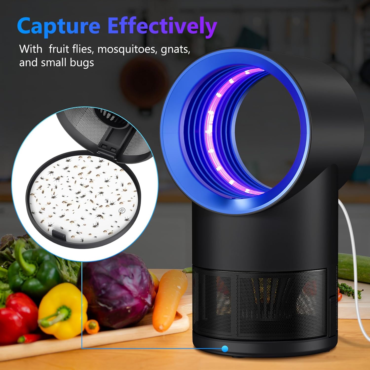 Fly Trap Indoor,Blue Gnat Traps House Indoor,Indoor Insect Trap with Timer