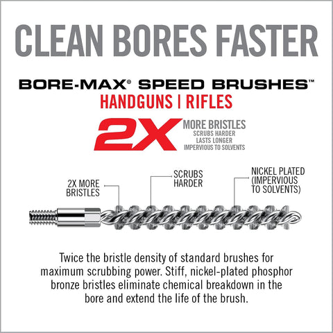 Real Avid Bore Max Speed Brush Multi Cal Pack – 10 Durable Nickel Plated Gun Cleaning Brushes Fits .22 .243 .270 .284 .30 Caliber Rifles and .22 .380 .40 .45 Caliber Handguns with 2X Bristle Density