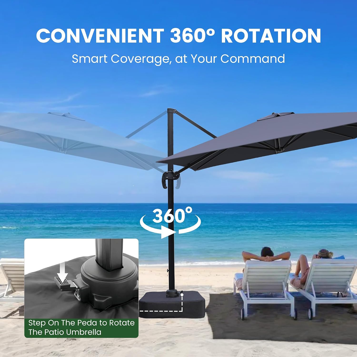 OLILAWN 9' x 12'FT Cantilever Offset Outdoor Patio Umbrella with Base