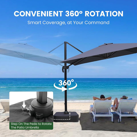 OLILAWN 9' x 12'FT Cantilever Offset Outdoor Patio Umbrella with Base