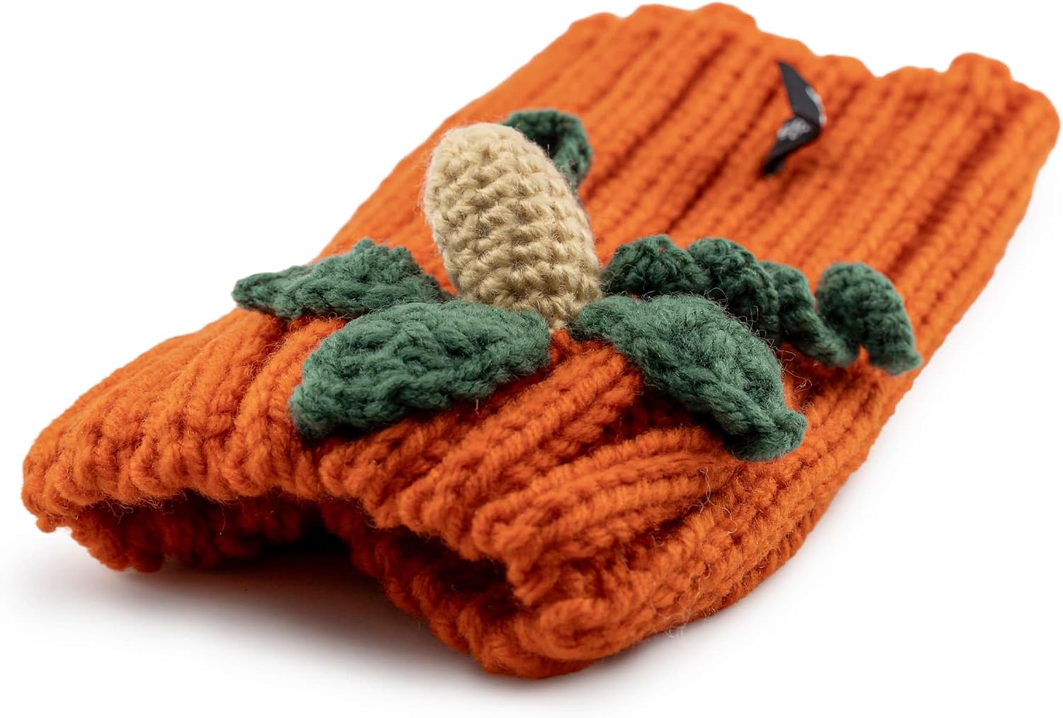 Zoo Snoods Pumpkin Dog Costume - Warm Crochet Snood Wrap for Pets, Neck Ear Cover Protection, Halloween Winter (Large)