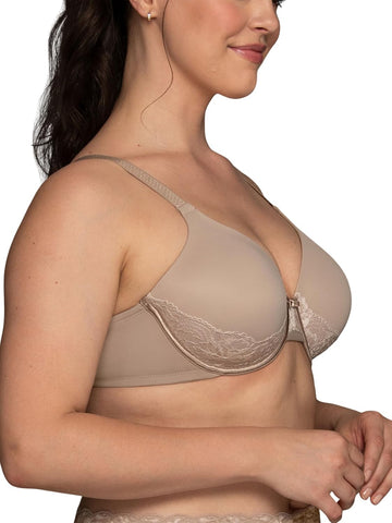 Vanity Fair Women's Full Figure Beauty Back Smoothing Bra with Lace, 4-Way Stretch Fabric, Lightly Lined Cups up to DD