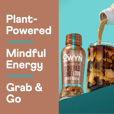 OWYN Only What You Need Mocha Latte Flavored 20g Protein Shake, 12 Ct | 20g Protein, Zero Sugar, 180mg Caffeine, Dairy Free, Plant Protein, Gluten Free, Individual 12fl oz Bottles