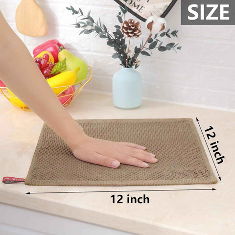 Homaxy 100% Cotton Waffle Weave Kitchen Dish Cloths 12-Pack, Tan
