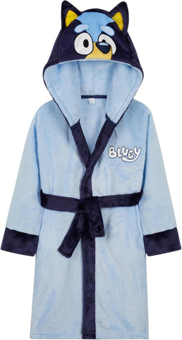 Bluey Robe for Kids, Toddlers, Sizes 18M–8Y with 3D Hood, Fleece Bathrobe, Soft Dressing Gown, Loungewear, Gifts for Girls