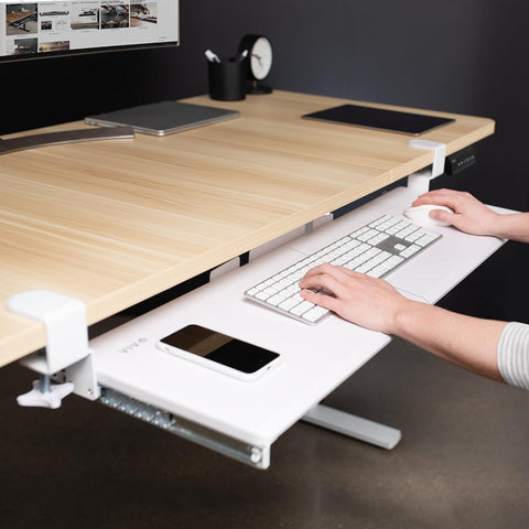 VIVO White Extra Large Clamp-on 34 x 11 in Keyboard Tray, MOUNT-KB15EW