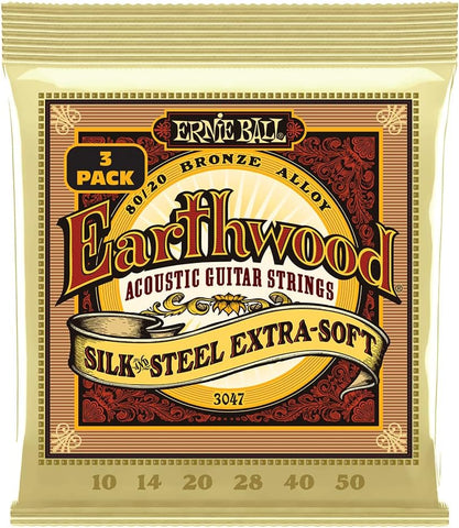 Ernie Ball Earthwood Silk and Steel Extra-Soft Acoustic Guitar Strings, 10-50 Gauge (P02047)