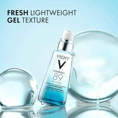 Vichy Mineral 89 Booster, Pure Hyaluronic Acid Serum for Face with Polyglutamic Acid for Skin Barrier Repair, Plumps & Hydrates, Lightweight Hydrating Serum, Oil-Free, Non-Sticky