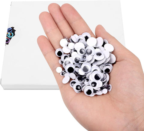DECORA 500 Pieces 6mm -12mm Black Wiggle Googly Eyes with Self-Adhesive for Crafts Decorations