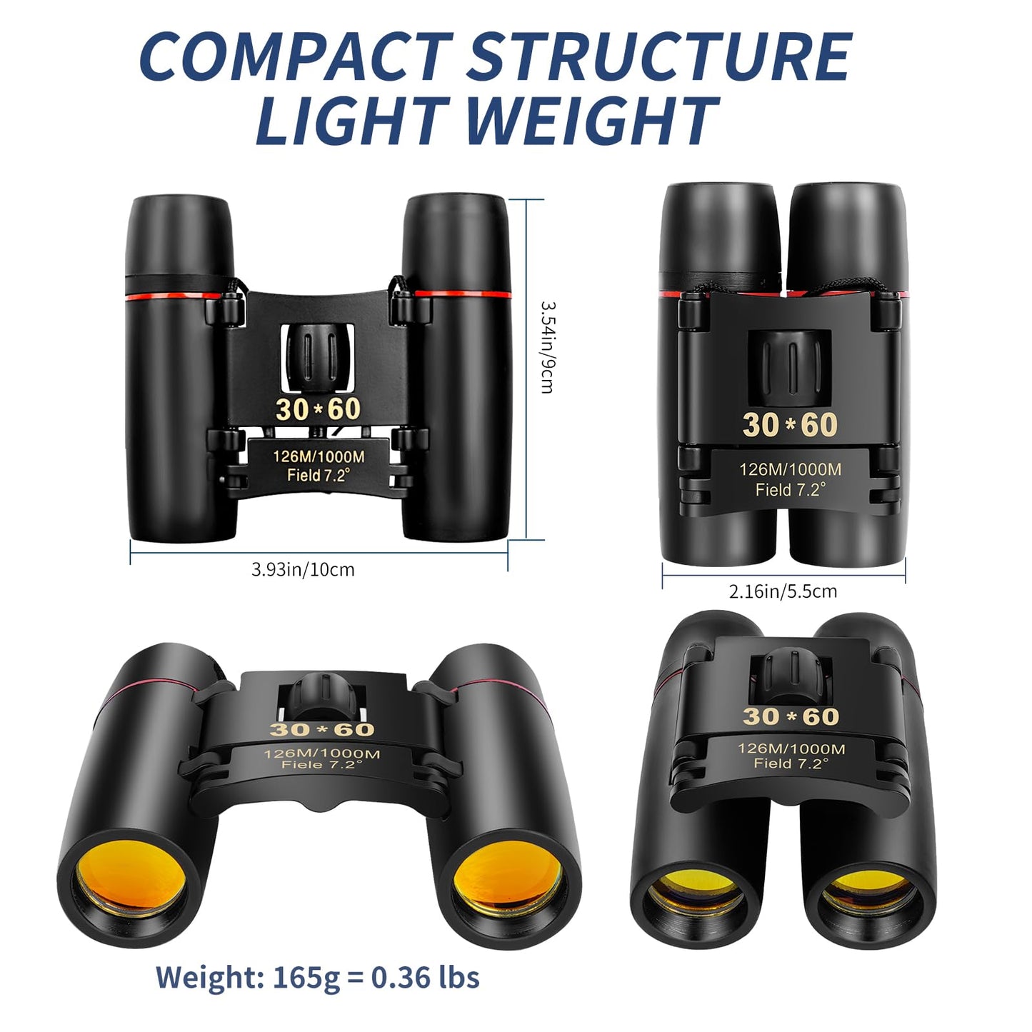 QICBIUD Compact Binoculars, HD Mini Portable Outdoor Binoculars, Pocket Lightweight Folding Binoculars for Adults and Children Bird Watching Hunting, Watching Shows, Traveling and Tourism,...