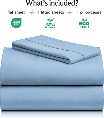 Twin Size Sheets Set, Cooling & Soft Deep Pocket Bed Sheets, 3PC