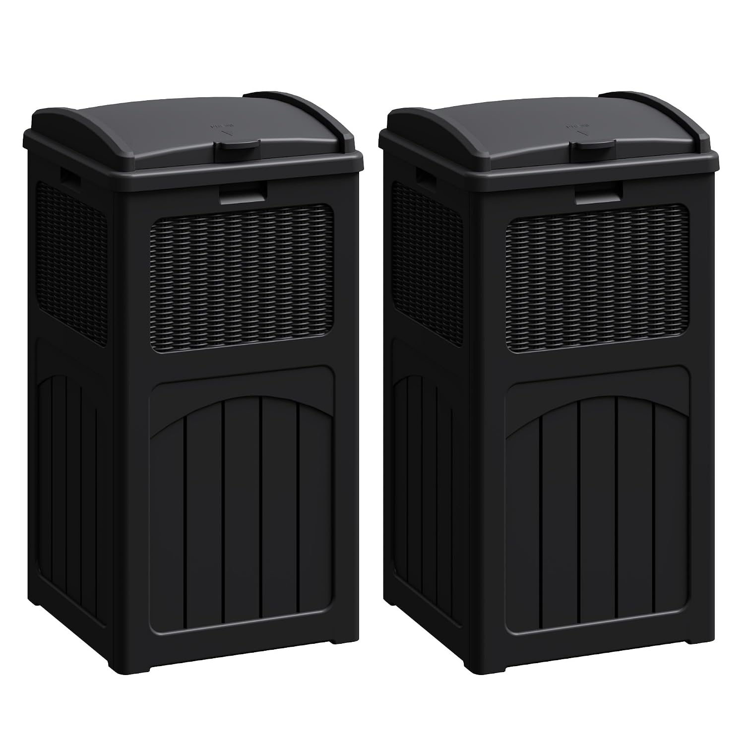 Flamaker 30 Gallon Trash Can, Resin Outdoor Garbage Can with Lid 2 Pack