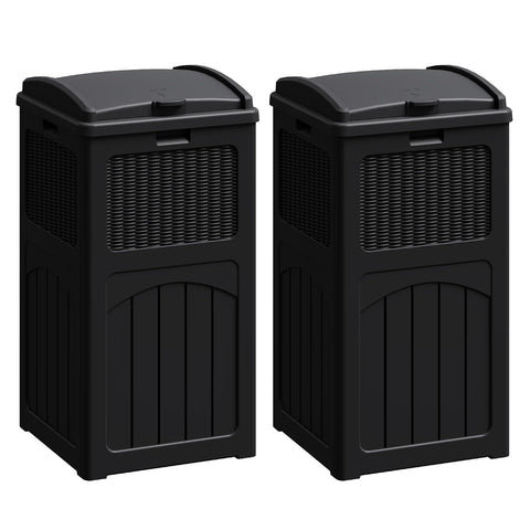 Flamaker 30 Gallon Trash Can, Resin Outdoor Garbage Can with Lid 2 Pack