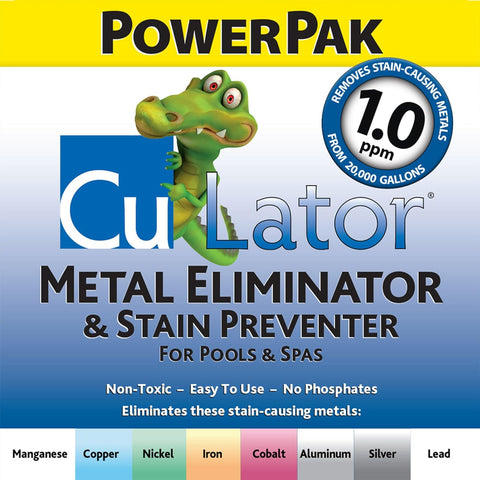 CuLator Metal Eliminator PowerPak 1.0 for Pools & Spas – Removes Copper Iron Rust Manganese – Stain Preventer, Water Clarity Support, Skimmer Treatment for 20,000 Gallons