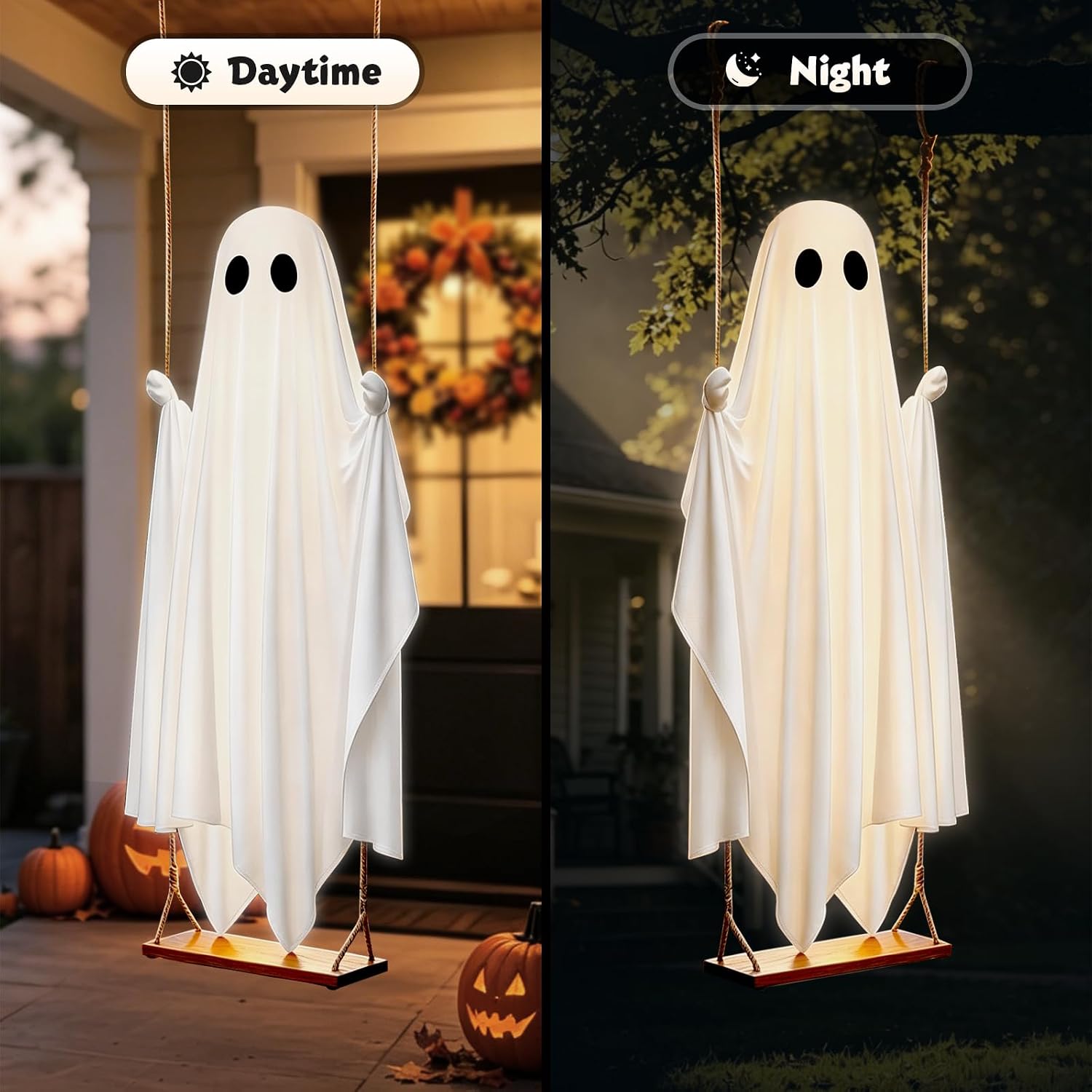 5 FT Swinging Ghost Halloween Decor - Outdoor Halloween Decorations