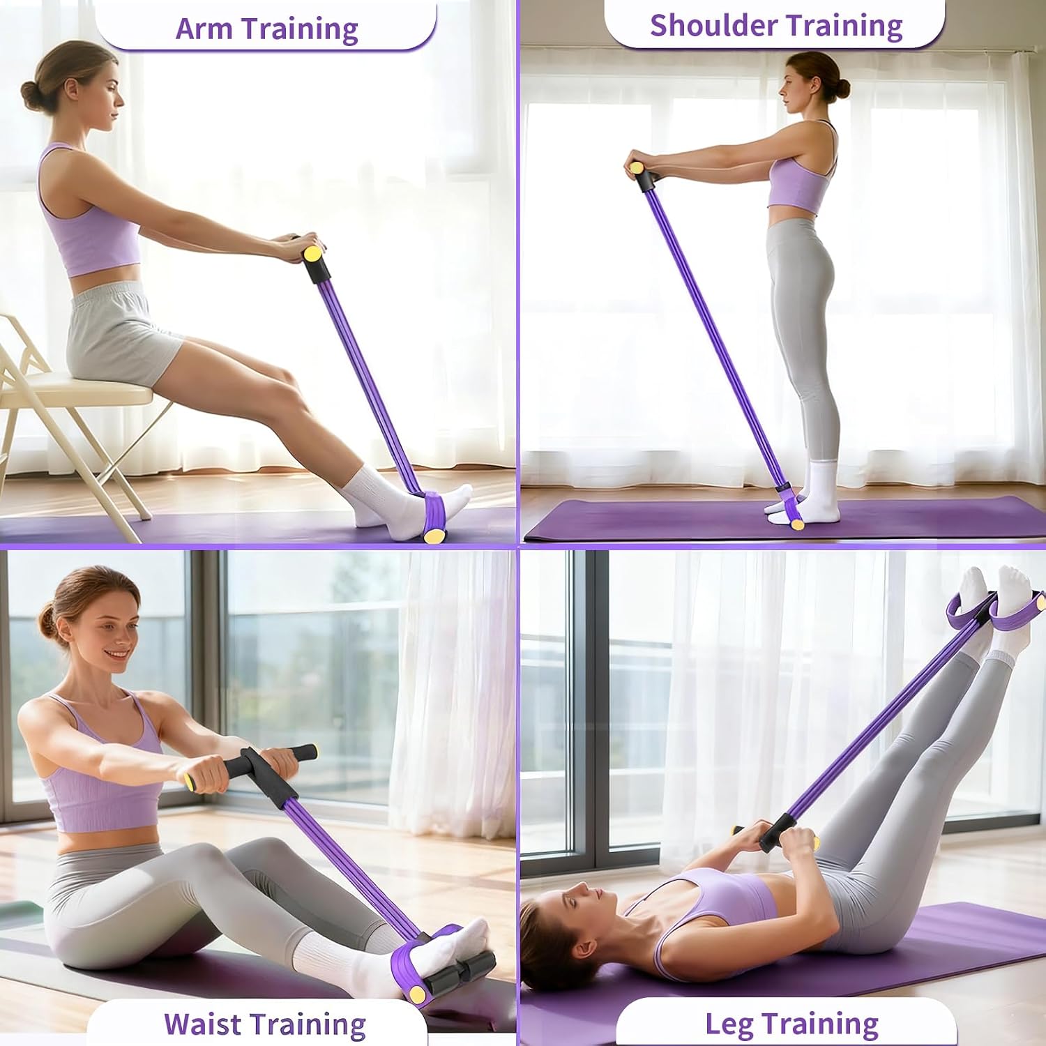 Pedal Resistance Band with Handle, Upgraded 6-Tube Exercise Bands