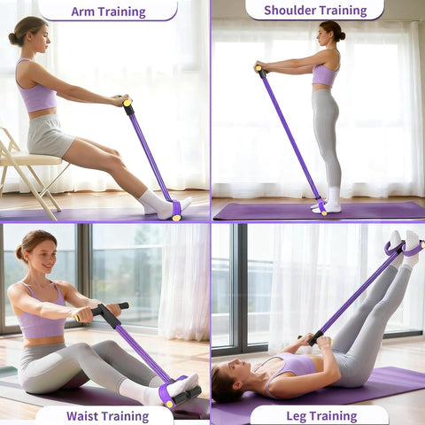 Pedal Resistance Band with Handle, Upgraded 6-Tube Exercise Bands
