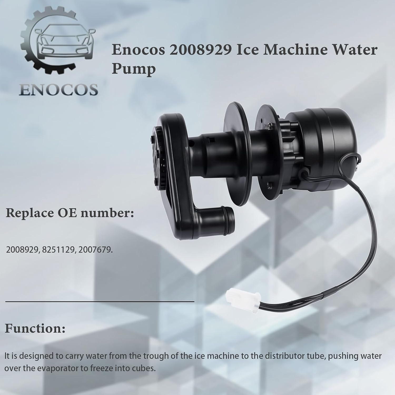 2008929 Ice Machine Water Pump Compatible with Manitowoc Ice Machine I0322, IY0325W and SR0420AP Models, 6W, 0.39A, 60/50HZ, 1550r/min, Replacement# 8251129 2007679 Ice Maker Water Pump