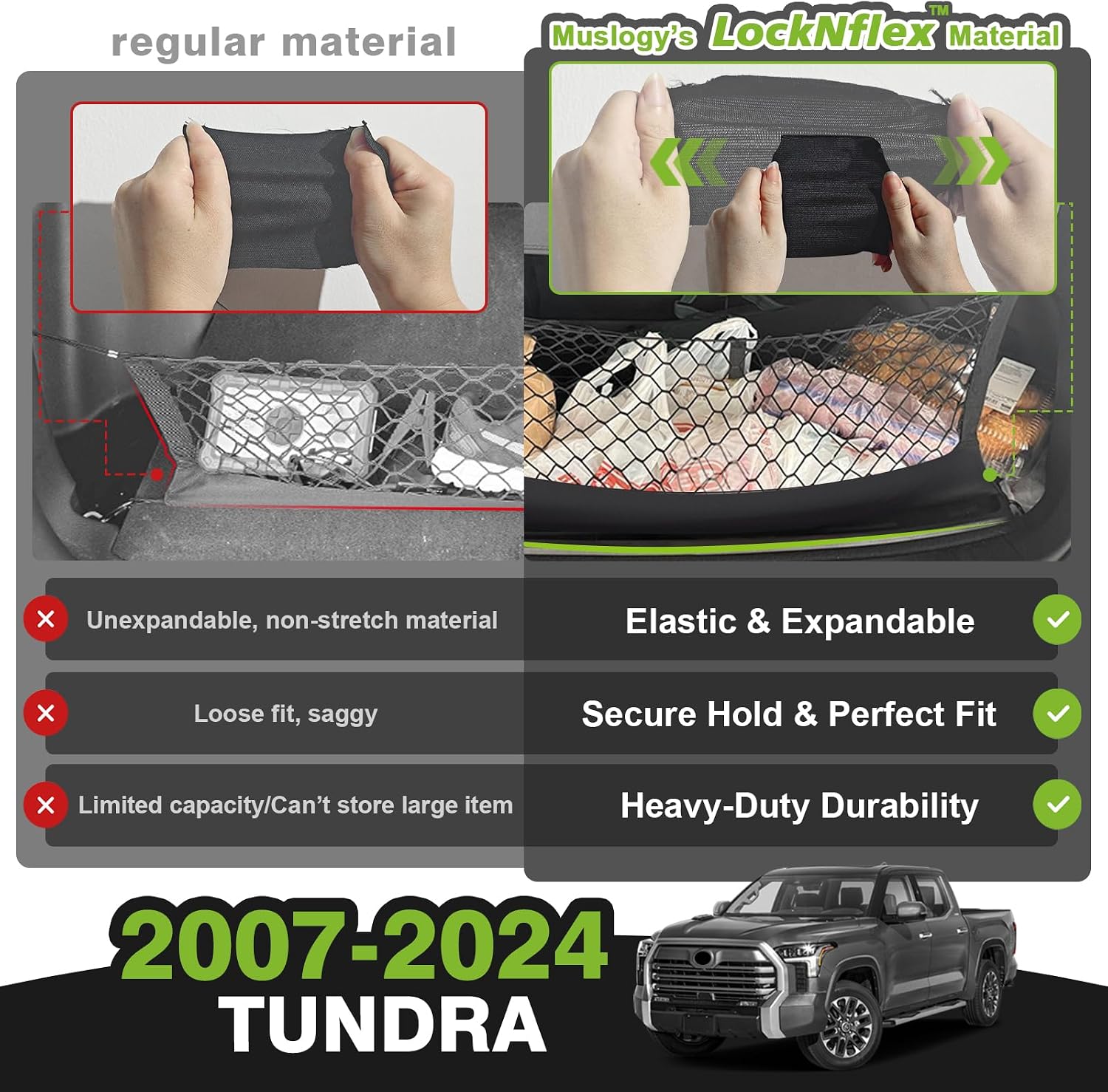 Muslogy Cargo Net for Toyota Tundra 2007-2024 2025 2026 Accessories
