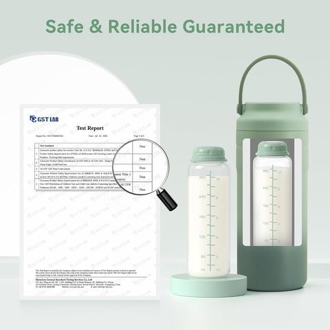 11oz Breastmilk Storage Bottles, BPA Free Narrow Neck Collection Bottle with Sealing Disk, Breast Milk Containers for Fridge & Momcozy Breast Milk Cooler 12oz, 4PCS