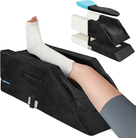 KingPavonini 4-Height Adjustable Leg Elevation Pillow, Single Leg, Black