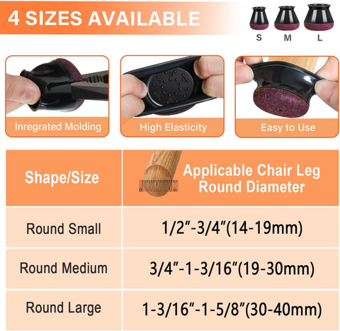 YOZON Chair Leg Floor Protectors Silicone Caps Felt Strengthen Bottom